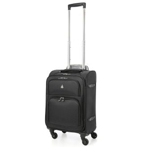 Aerolite American, United & Delta Airlines MAX Size Ultra Light 4 Wheel Spinner Hand Cabin Carry On Luggage Suitcase 22x14x9 - Also Fits Southwest and Many More! Black