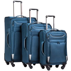 Coolife Luggage 3 Piece Set Suitcase Spinner Softshell lightweight