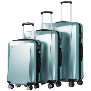 Coolife Luggage 3 Piece Sets PC ABS Spinner Suitcase 20 inch 24 inch 28 inch