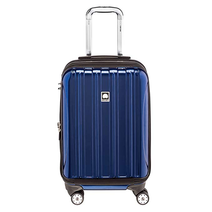 Delsey Luggage Helium Aero International Carry On Luggage Front Pocket Hard Case Spinner Suitcase Cobalt Blue 