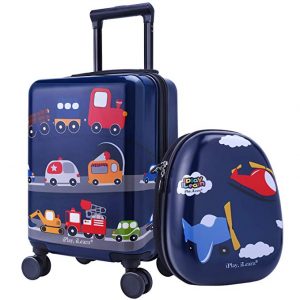 Kids Carry On Rolling Luggage, Hard Shell Travel Upright Suitcase Boys Children