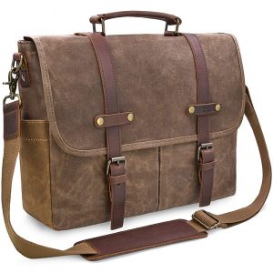 Vintage Leather Backpack Business Travel Laptop Bag Computer  Waterproof Large